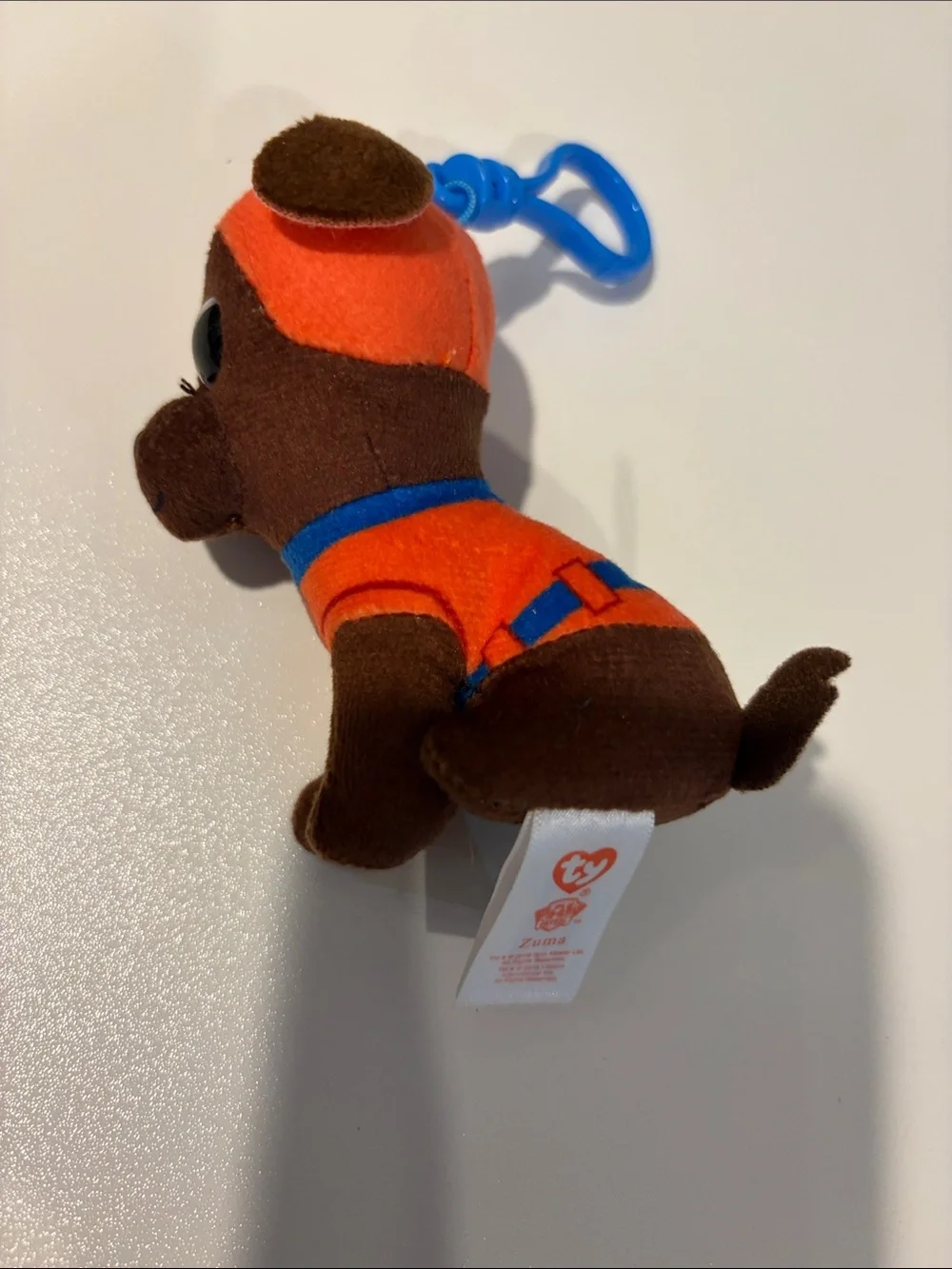 Ty Paw Patrol Zuma 4 inch clip- Orange Helmet & Brown Body